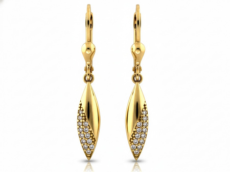 Kolczyki złote wiszące długie z cyrkoniami