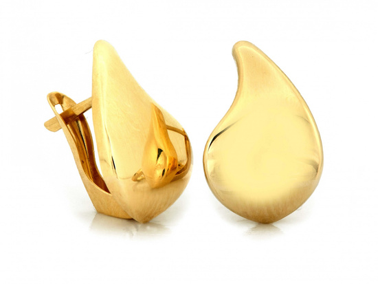 Kolczyki złote gładka błyszcząca kropla zapięcie angielskie wygodne bezpieczne