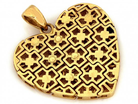 Złota zawieszka oryginalna serce z ruchomych elementów