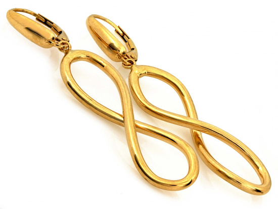 Złote kolczyki wiszące symbol nieskończoności z klasą