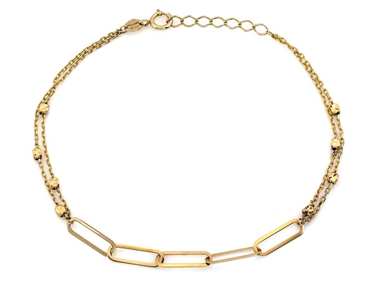 Bransoletka złota podwójny łańcuszek wstawka z dużych ogniw