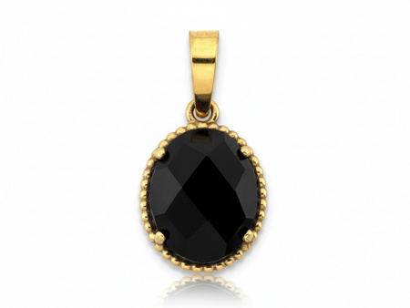 Zawieszka złota elegancka z owalnym onyksem