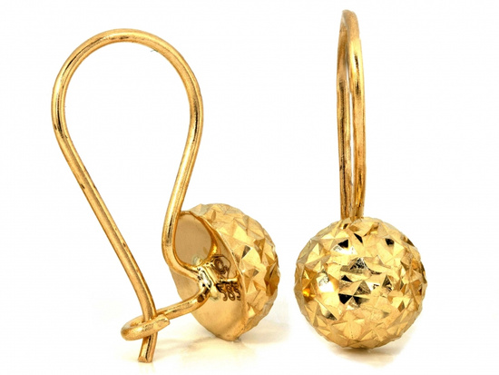 Kolczyki złote półkule na biglu diamentowane