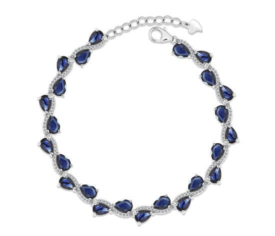 Bransoletka srebrna 925 nieskończoność z 22 szafirami i diamentowymi cyrkoniami