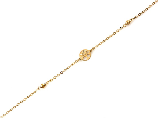 Bransoletka złota z kulkami i drzewkiem szczęścia