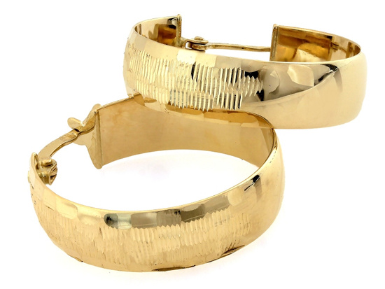 Kolczyki złote szerokie błyszczące koła 24mm