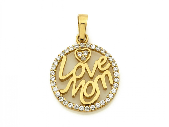 Zawieszka złota okrągła dla mamy