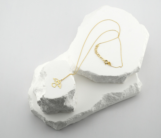 Złoty naszyjnik 585 - aniołek z serduszkiem