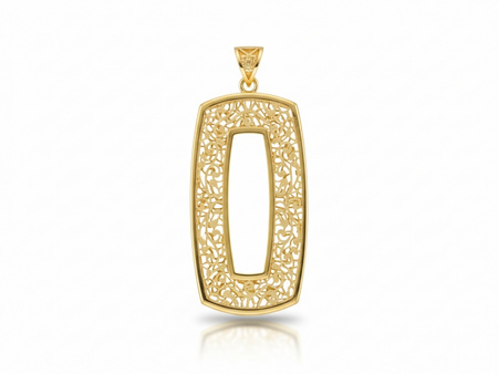 Duża złota zawieszka przestrzenna prostokątna ażurowa