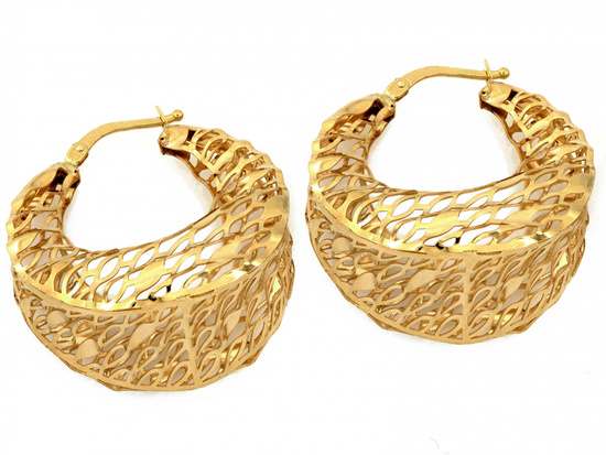Kolczyki złote duże przestrzenne ażurowe