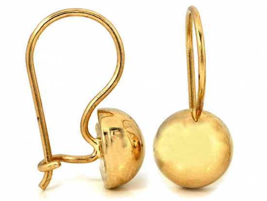 Kolczyki złote półkule błyszczące na biglu