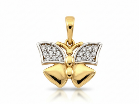 Złota zawieszka motyl z cyrkoniami