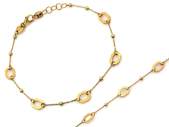 Delikatna złota bransoletka z kulkami i geometrycznymi ozdobami