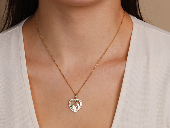 Zawieszka złota dla mamy serce matka z dzieckiem