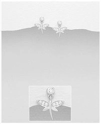 Srebrne kolczyki 925 z diamentowymi cyrkoniami - ważki