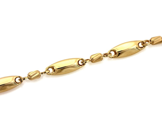 Bransoletka złota z podłużnych błyszczących elementów