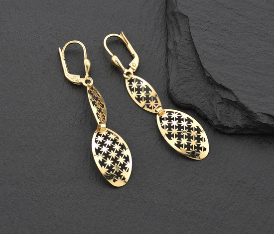 Złote kolczyki 375 ażurowe - wiszące