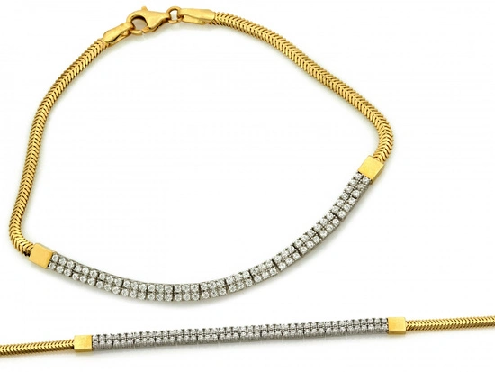 Złota bransoletka gruba linka z cyrkoniami