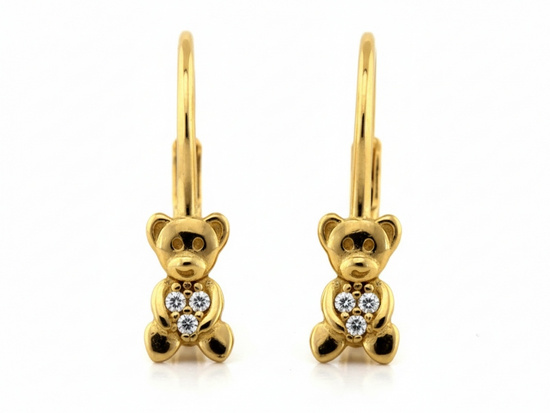 Złote dla dziecka sztyfty MIŚ z cyrkoniami