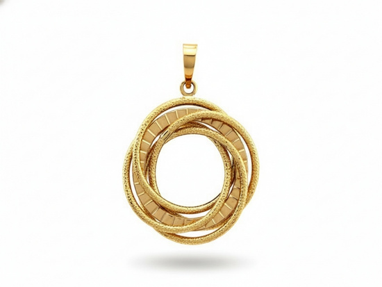 Złota zawieszka splot z kilku obręczy efektowna
