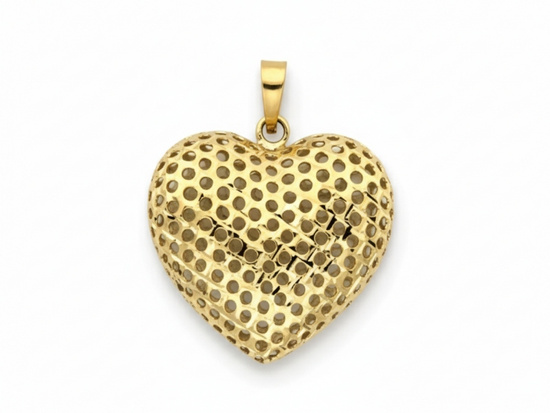 Złote serce ażurowe wypukłe zawieszka wisiorek