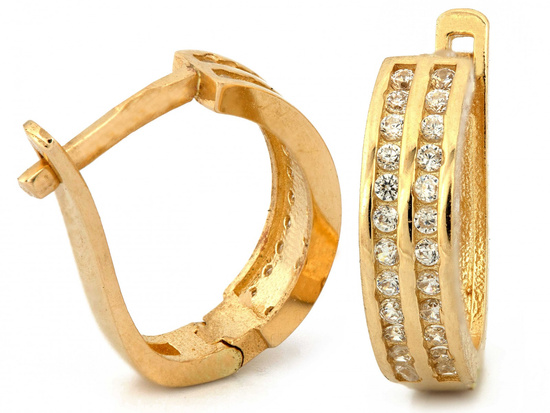 Kolczyki złote dyskretne subtelne angielskie z cyrkoniami