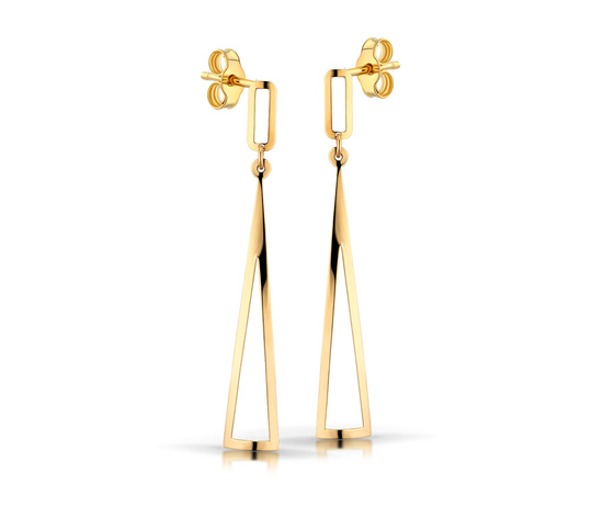 Złote kolczyki 585 nowoczesne trójkąty - wiszące