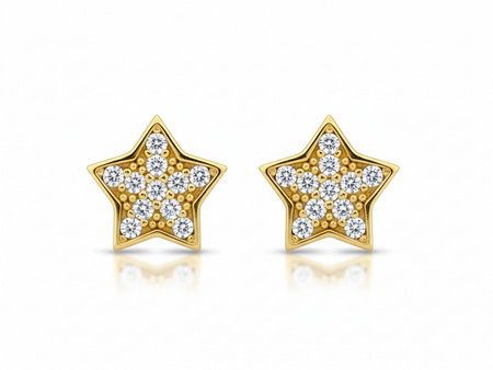 Kolczyki ze złota gwiazdka z cyrkoniami