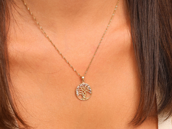 Zawieszka złota drzewko szczęścia okrągłe