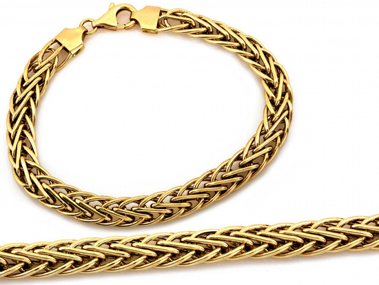 Złota bransoletka gruba przeplatana masywna