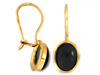 Kolczyki złote na biglu z czarnym kamieniem syntetycznym