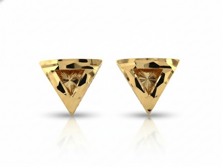 Kolczyki złote trójkąciki przy uchu