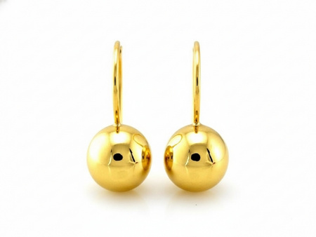 Złote kolczyki kulki na biglu
