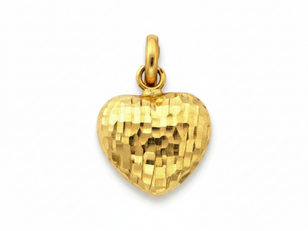 Diamentowana złota zawieszka wypukłe diamentowane serce