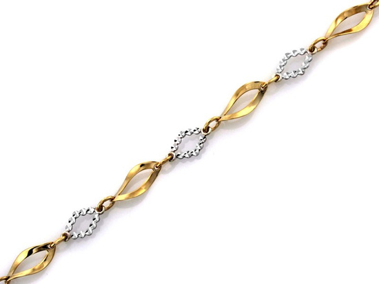 Bransoletka złota z dwukolorowych elementów