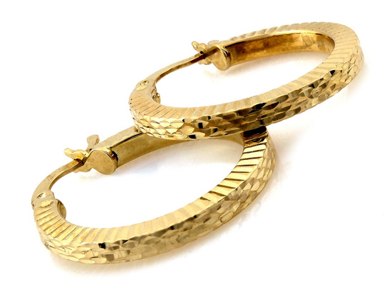 Kolczyki złote zdobione kółka 24mm