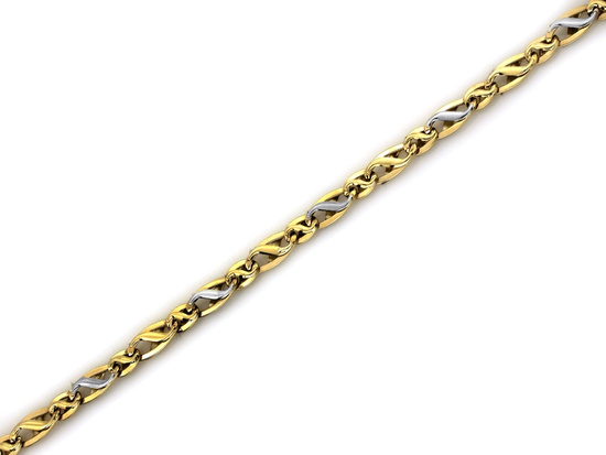 Branoletka złota gruby dwukolorowy łańcuszek na rękę