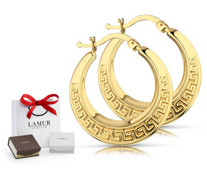 Złote kolczyki 585 koła z greckim motywem