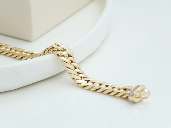 Bransoletka złota gruby łańcuch na rękę szeroki splot