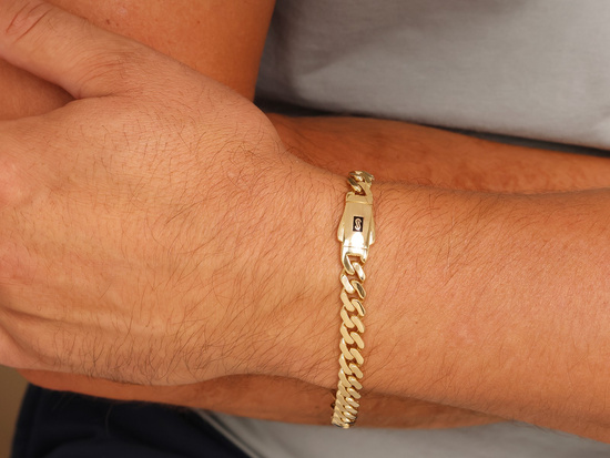 Bardzo gruba złota bransoleta męska pancerka