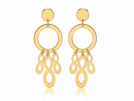 Kolczyki złote długie z wiszącymi ruchomymi nieskończonościami
