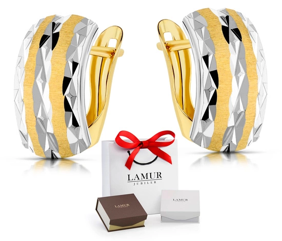 Złote kolczyki 585 diamentowane - klasyczne