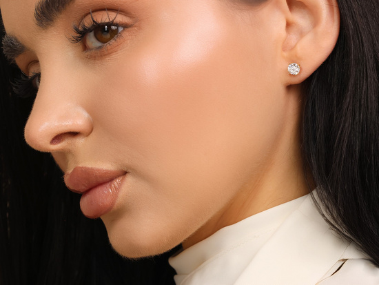 Kolczyki złote na sztyfcie z cyrkonią