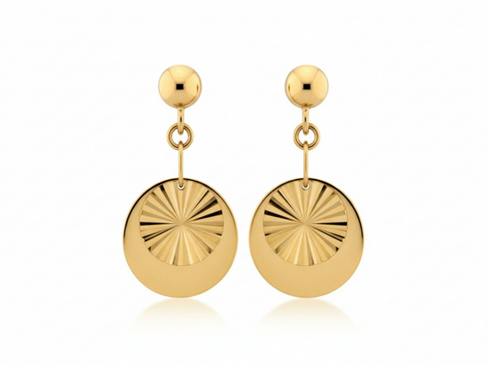 Złote kolczyki na sztyfcie dwie blaszki