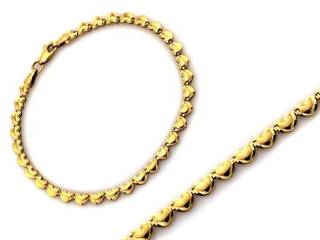 Złota bransoletka z małych łączonych serc