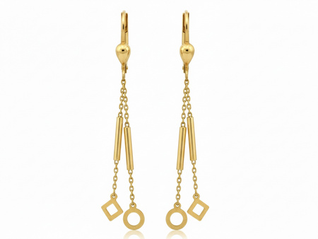 Kolczyki złote z długimi łańcuszkami zapięcie angielskie