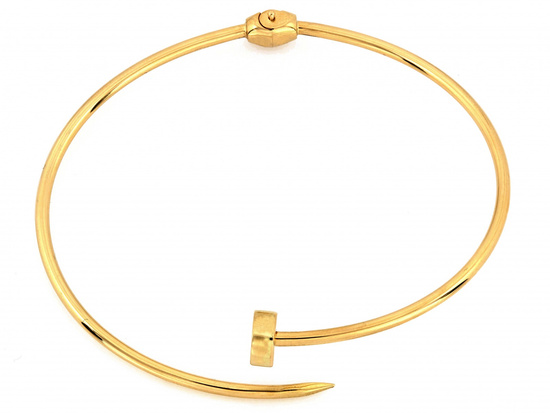 Złota sztywna bransoletka modny gwóźdź