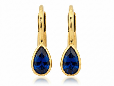 Kolczyki złote angielskie delikatne z onyksem jak kropla