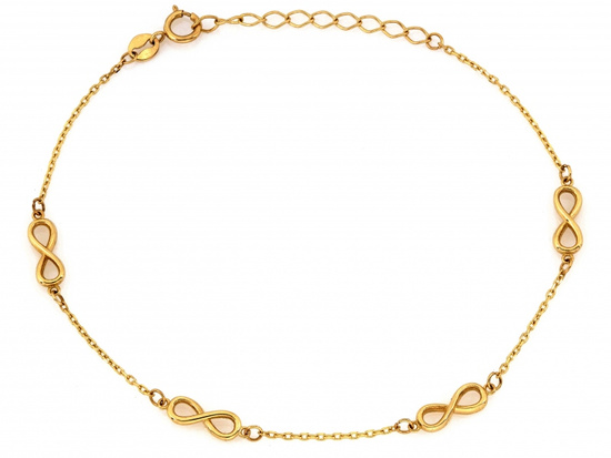 Bransoletka złota delikatna z nieskończonościami