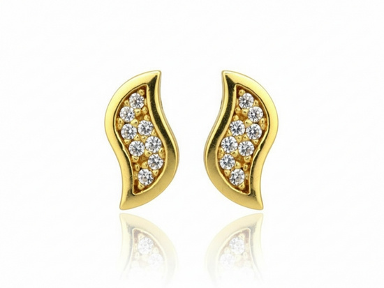 Kolczyki złote na sztyft z cyrkoniami